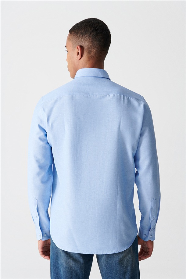 Mavi Oxford Düğmeli Yaka Regular Fit Gömlek