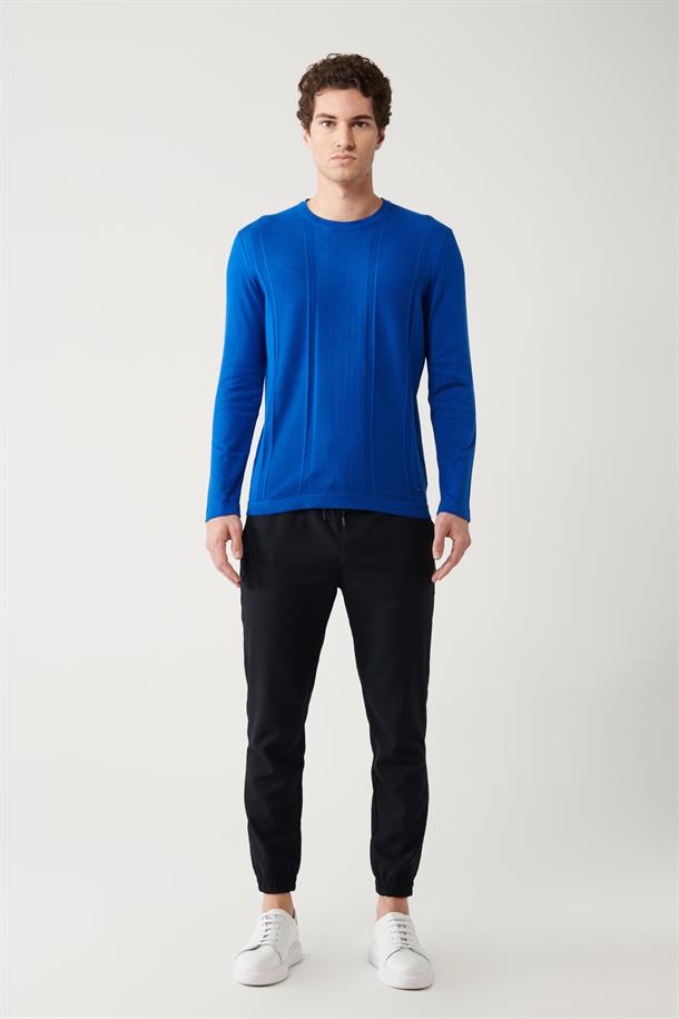 Saks Bisiklet Yaka Pamuklu Dokulu Regular Fit Standart Kesim Triko Kazak