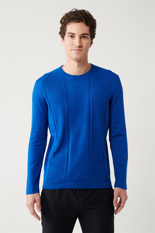Saks Bisiklet Yaka Pamuklu Dokulu Regular Fit Standart Kesim Triko Kazak