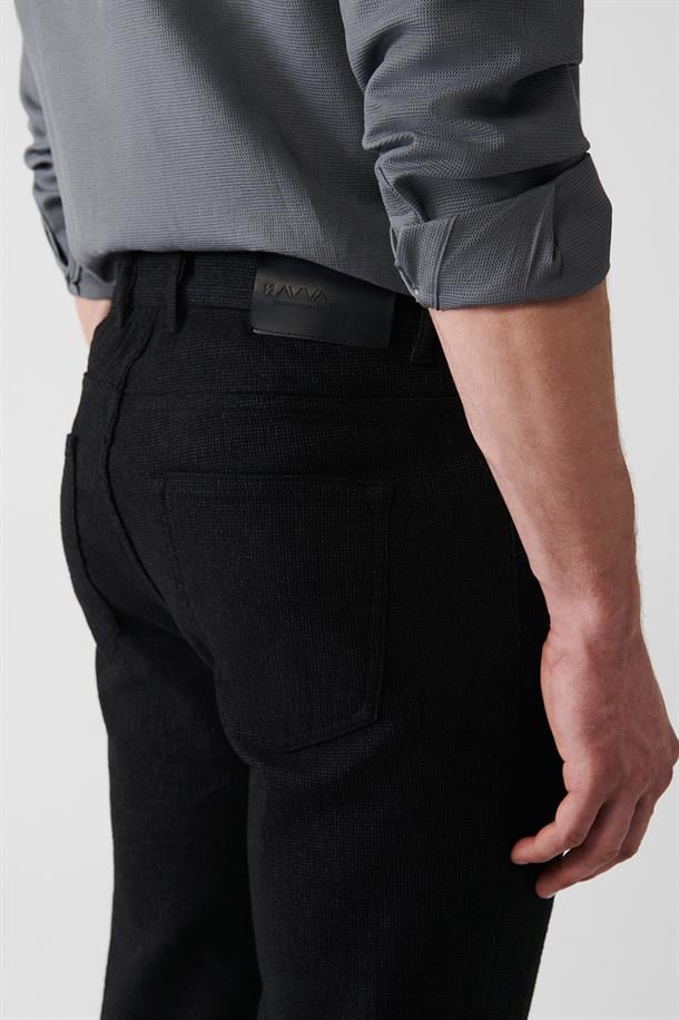 Siyah Armürlü 5 Cep Pantolon