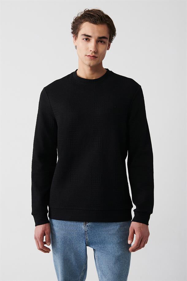 Bisiklek Yakan Jakarlı Sweatshirt