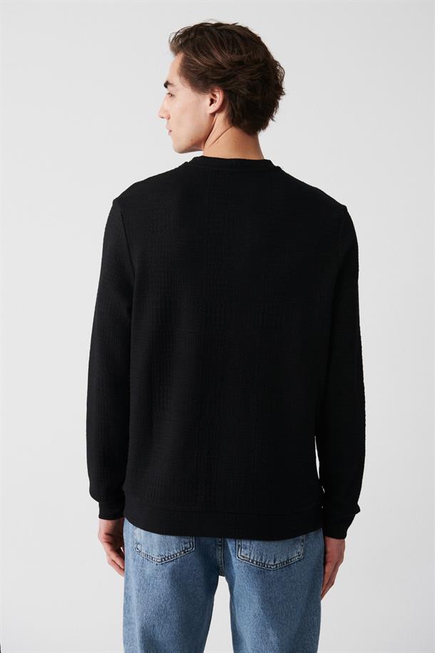 Bisiklek Yakan Jakarlı Sweatshirt