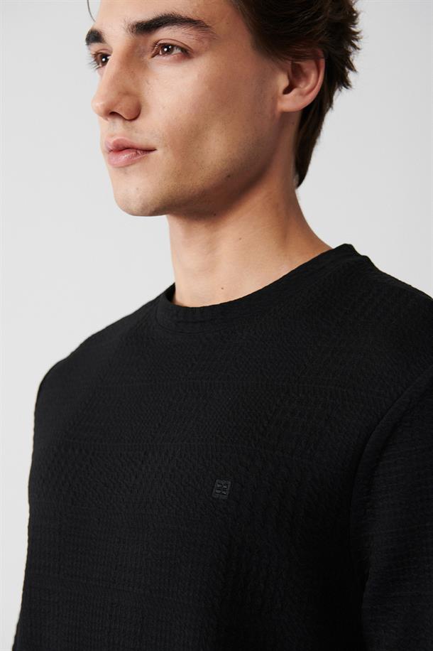 Bisiklek Yakan Jakarlı Sweatshirt