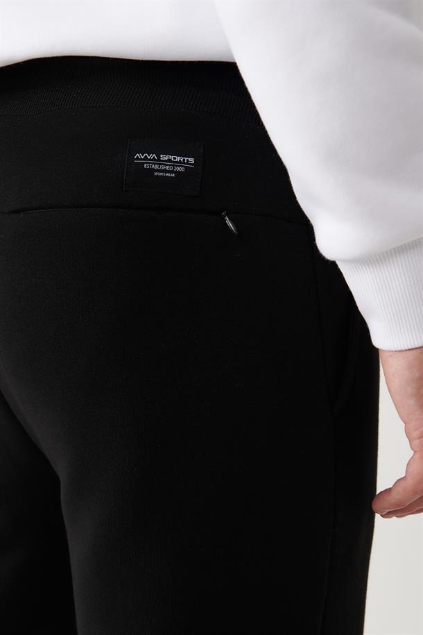 Siyah Gofre Baskılı Jogger