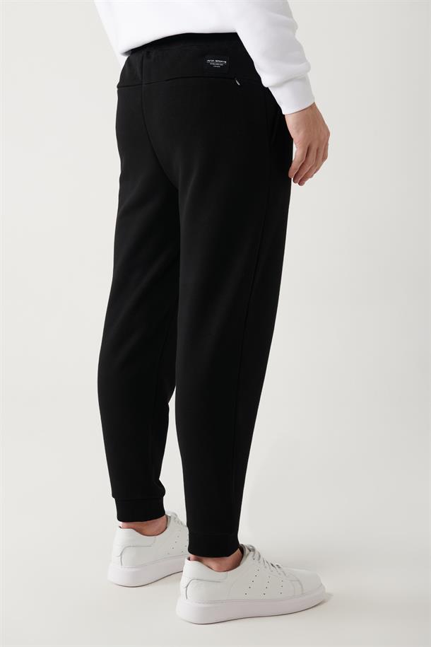Siyah Gofre Baskılı Jogger