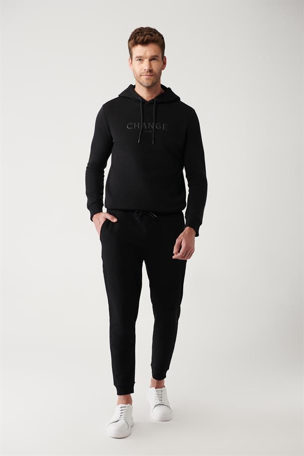Siyah Piramid Baskılı Jogger