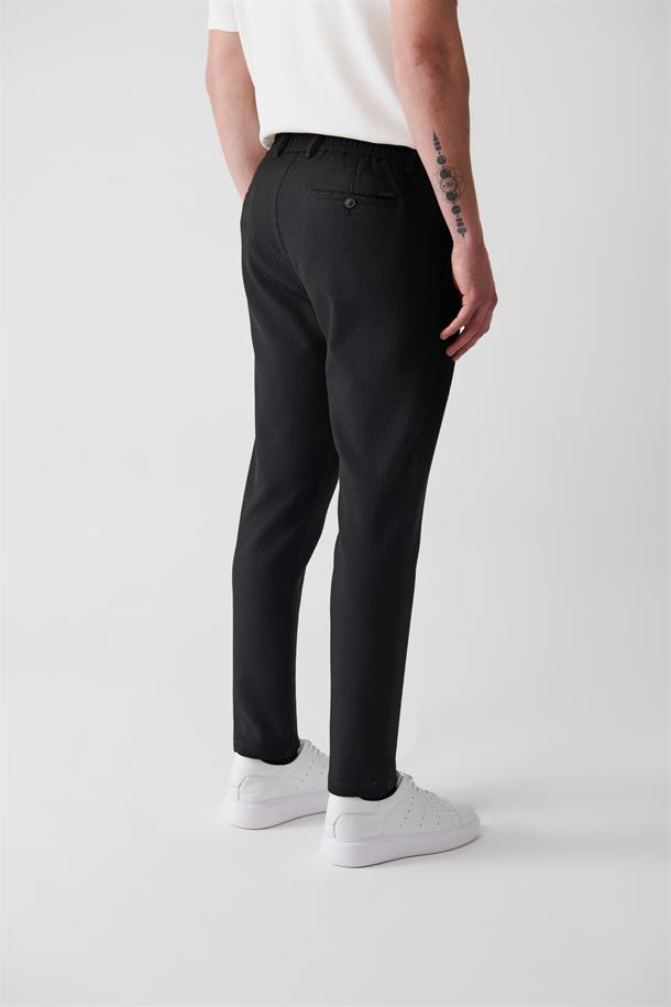 Siyah Yap Cep Beli Lastikli Pantolon