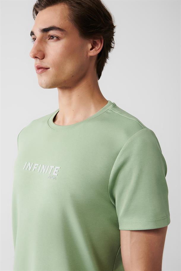 Su Yeşili Baskılı T-Shirt