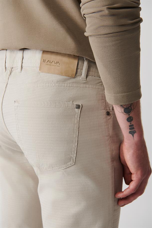 Taş Armürlü Likralı 5 Cepli Slim Fit Kanvas Pantolon