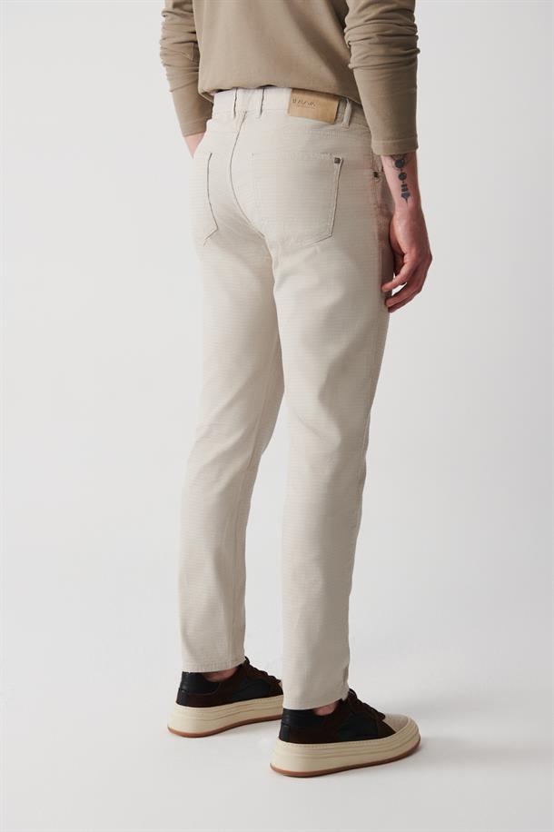 Taş Armürlü Esnek 5 Cepli Slim Fit Dar Kesim Kanvas Pantolon