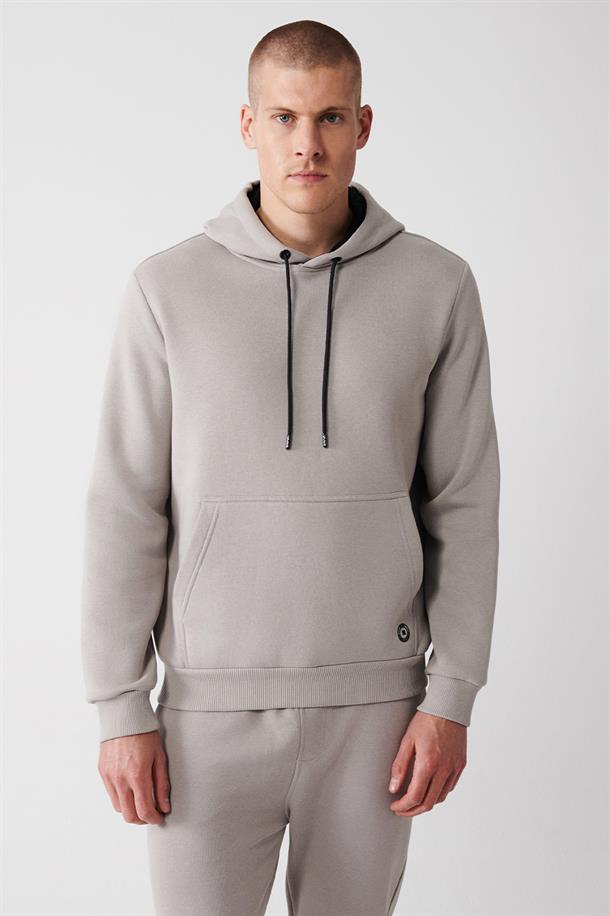 Taş Kapüşonlu Yaka İçi Polarlı 3 İplik Pamuklu Unisex Sweatshirt