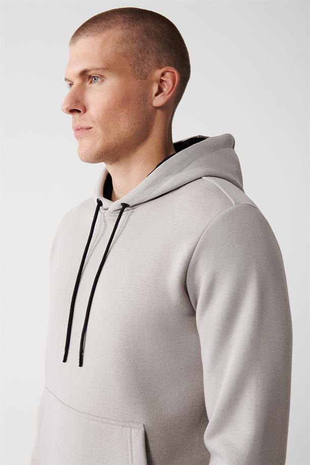 Taş Kapüşonlu Yaka İçi Polarlı 3 İplik Pamuklu Unisex Sweatshirt