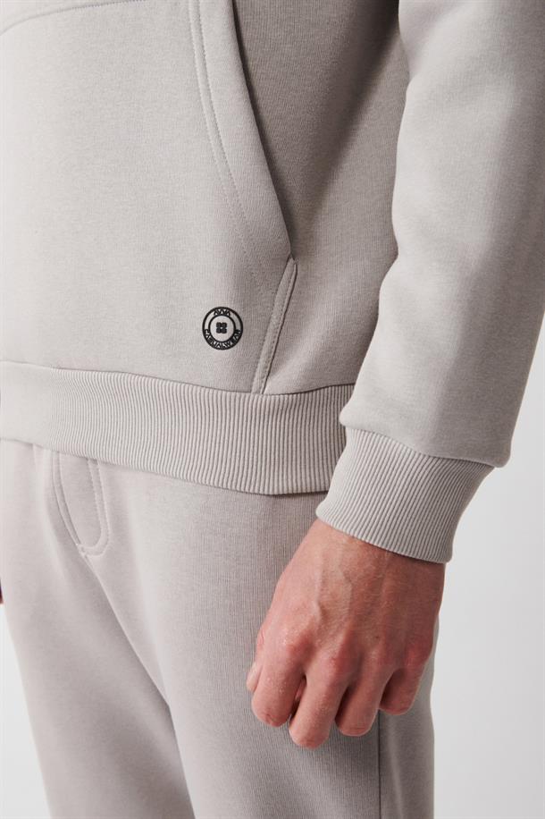 Taş Kapüşonlu Yaka İçi Polarlı 3 İplik Pamuklu Unisex Sweatshirt