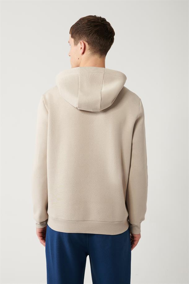 Taş Şardonlu Kumaş Kapüşonlu Yaka Nakışlı Sweatshirt