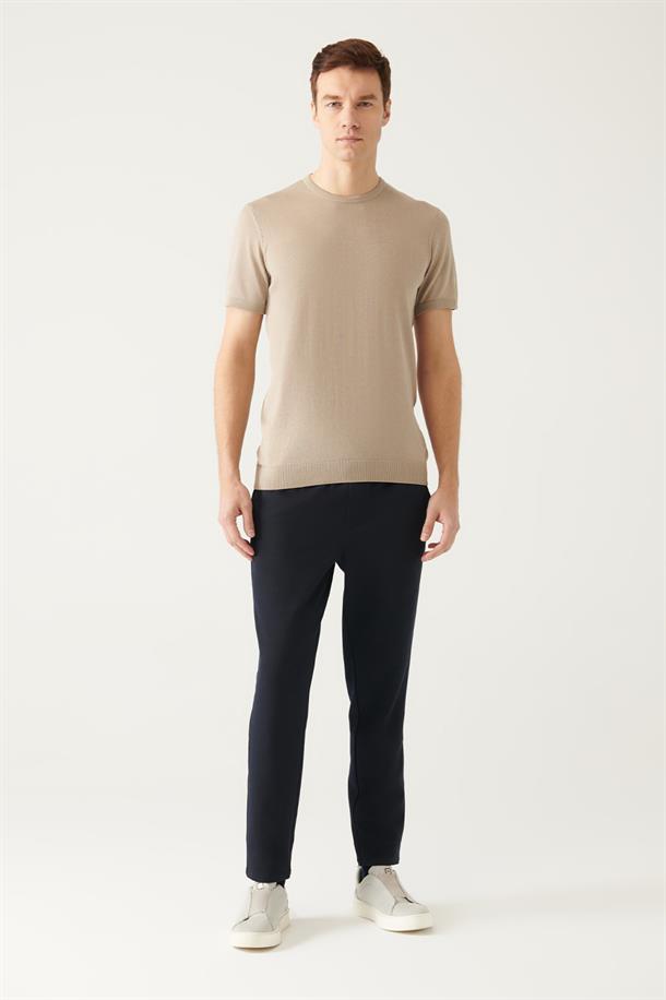 Vizon Bisiklet Yaka Basic Triko T-shirt