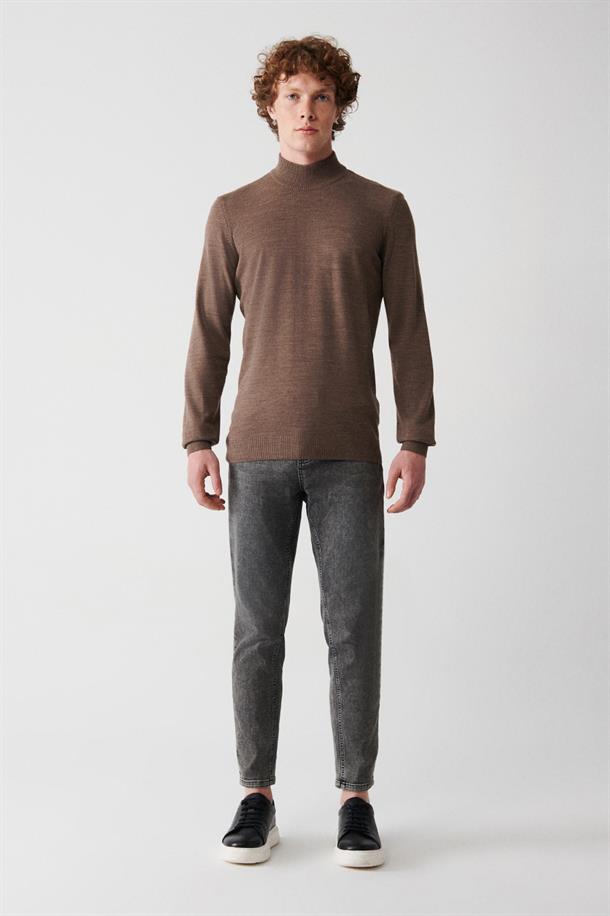 Vizon Yarım Balıkçı Yaka Tüylenmeyen Regular Fit Standart Kesim Unisex Triko Kazak