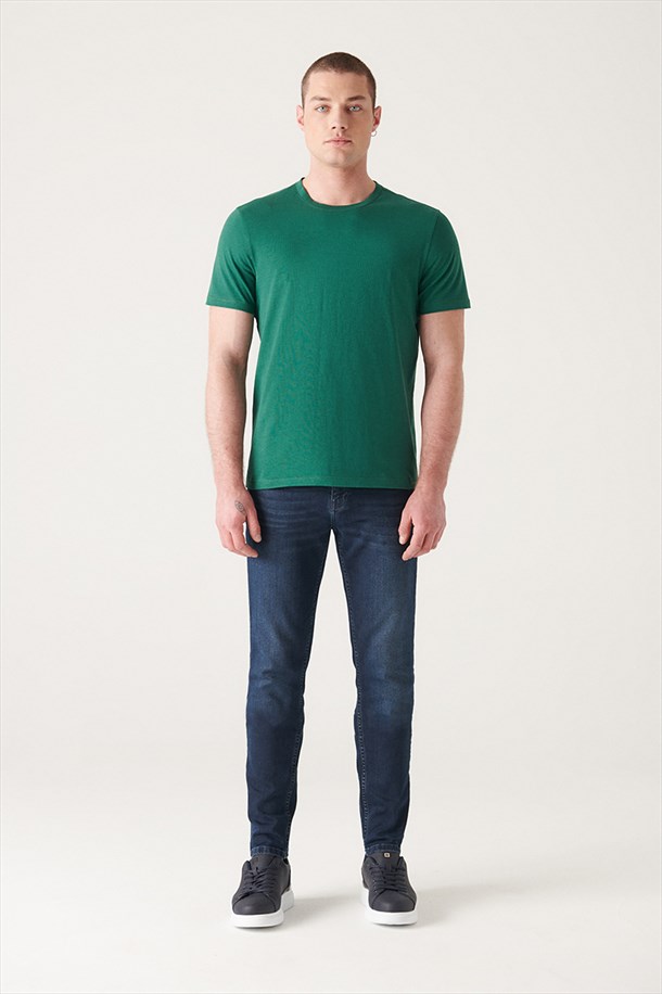 Bisiklet Yaka Düz T-Shirt