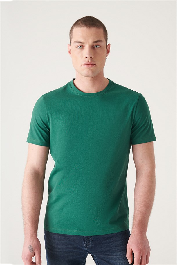 Bisiklet Yaka Düz T-Shirt