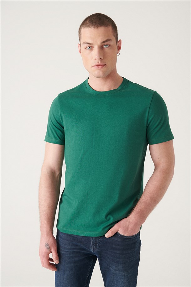 Bisiklet Yaka Düz T-Shirt