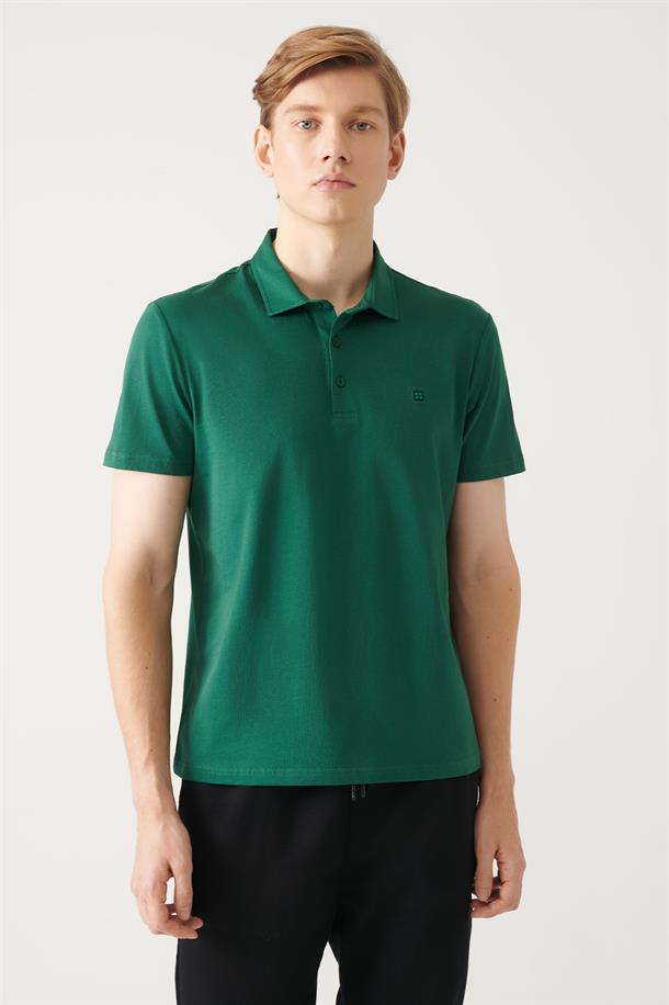 Yeşil Düğmeli  Polo Yaka T-Shirt
