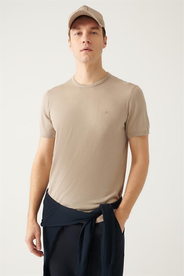 Vizon Bisiklet Yaka Basic Triko T-shirt