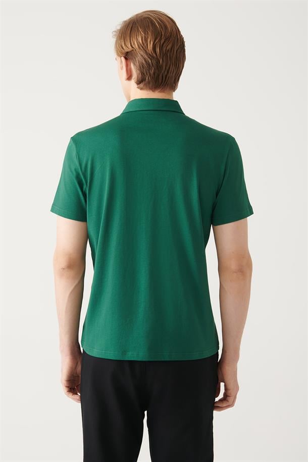 Yeşil Düğmeli  Polo Yaka T-Shirt