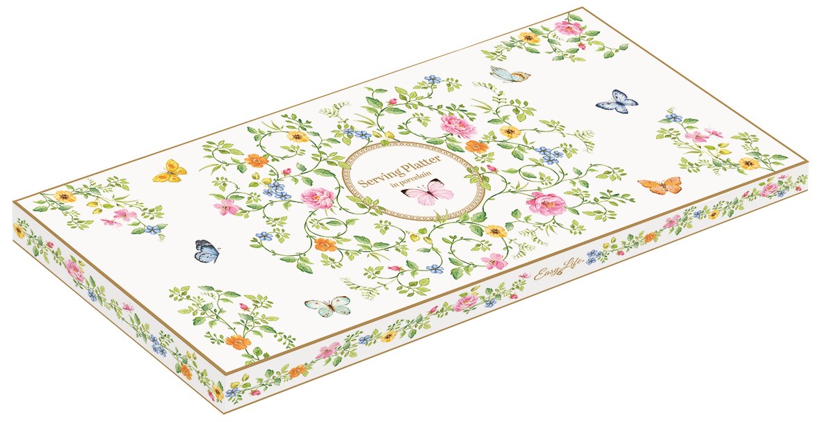 EASY LIFE Dancing Butterflies Porselen Sunumluk 36x14,5 cm 