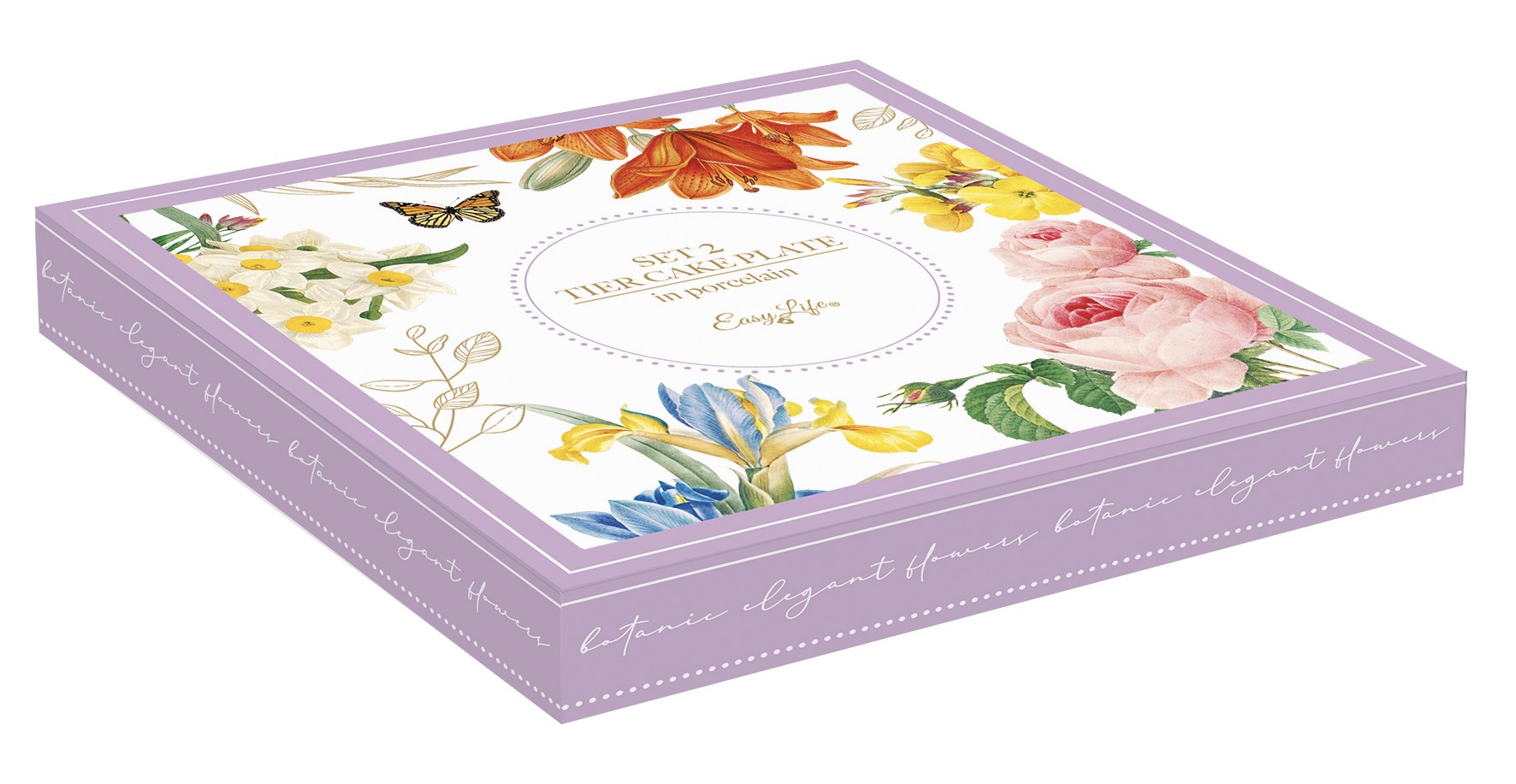 EASY LIFE Royal Blossom 2 Katlı Porselen Sunumluk 14,5 cm / 18 cm