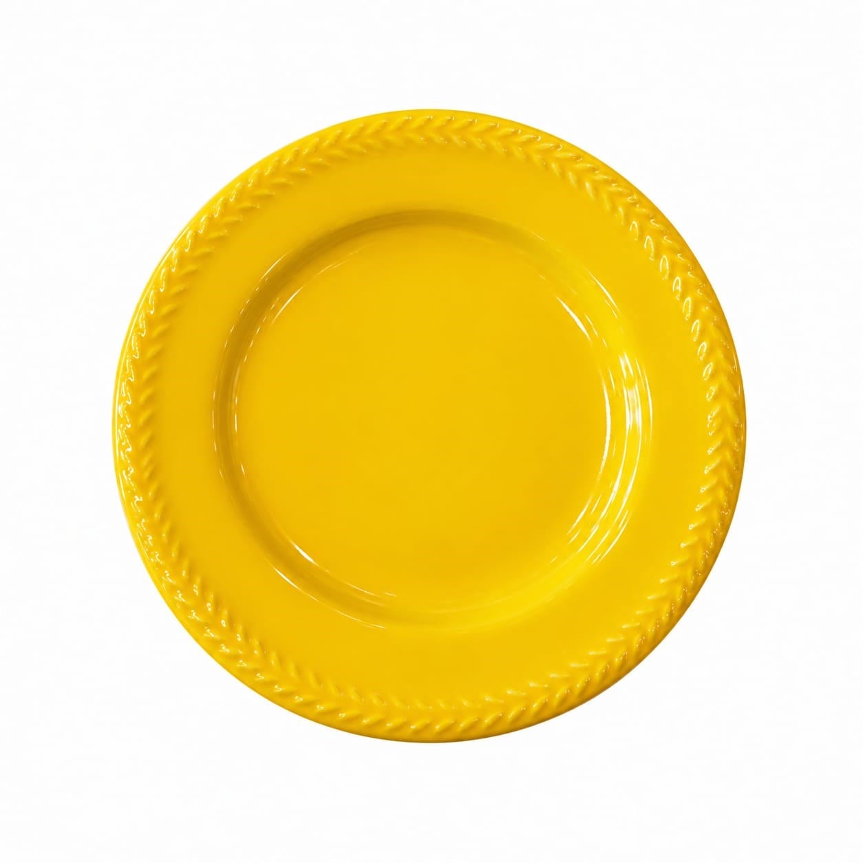El Yapımı Porselen Tabak -Sarı 