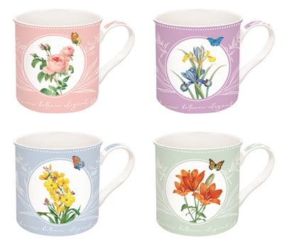 EASY LIFE Royal Blossom 4lü Fine China Porselen Kulplu Bardak Seti 300 ml