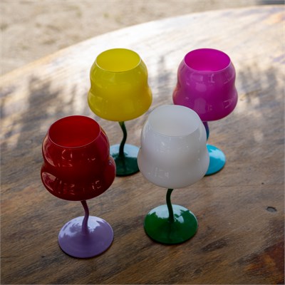 WD LIFESTYLE Monterey 2li Cam Kadeh Seti (Pembe-Mavi, Sarı-Yeşil)