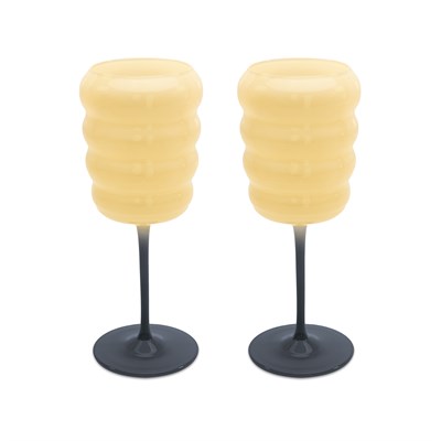 WD LIFESTYLE Monterey 2li Cam Şarap Kadehi seti - Bej Mavi 380 ml