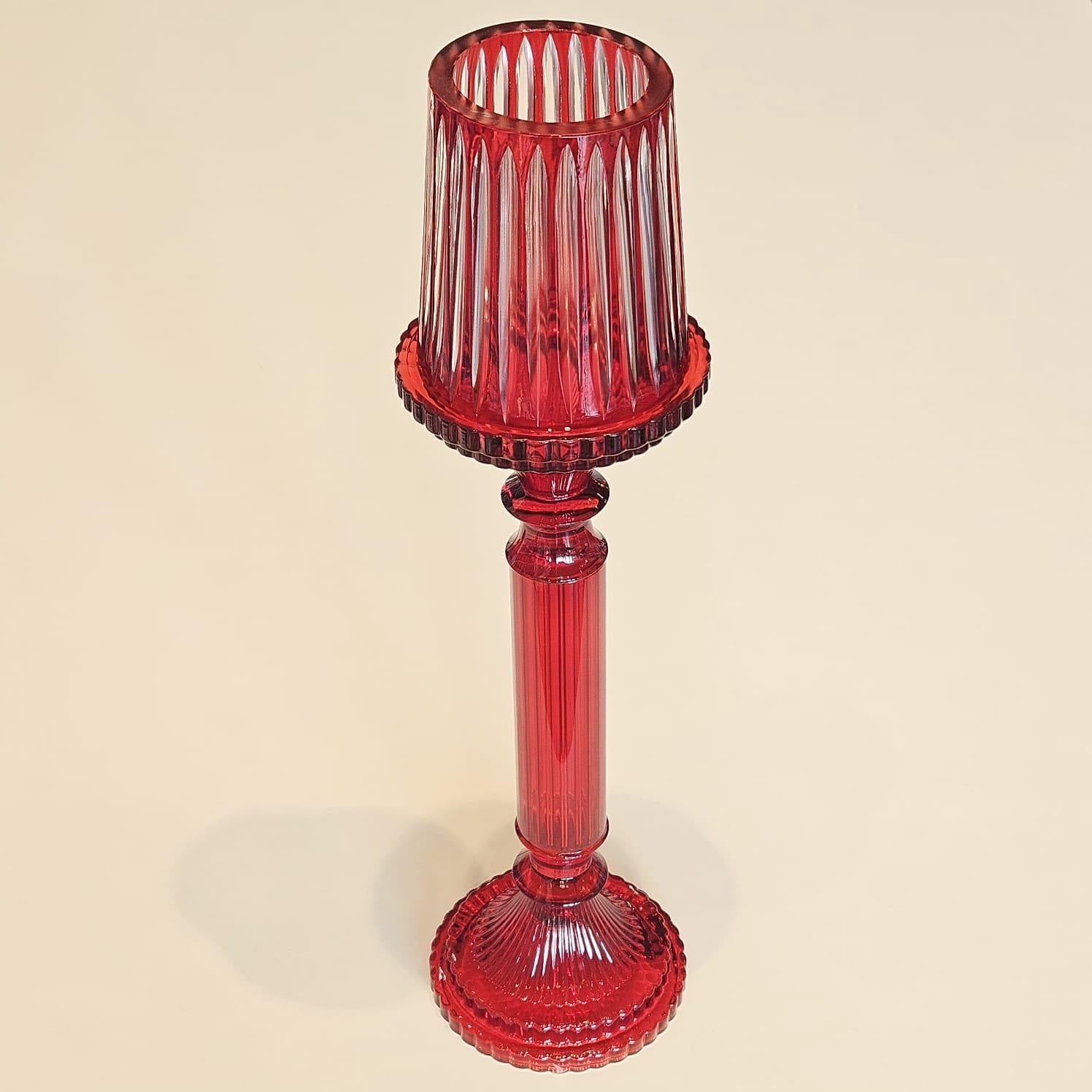 CD- KIRMIZI KRİSTAL ŞAMDAN BÜYÜK BOY 35 CM