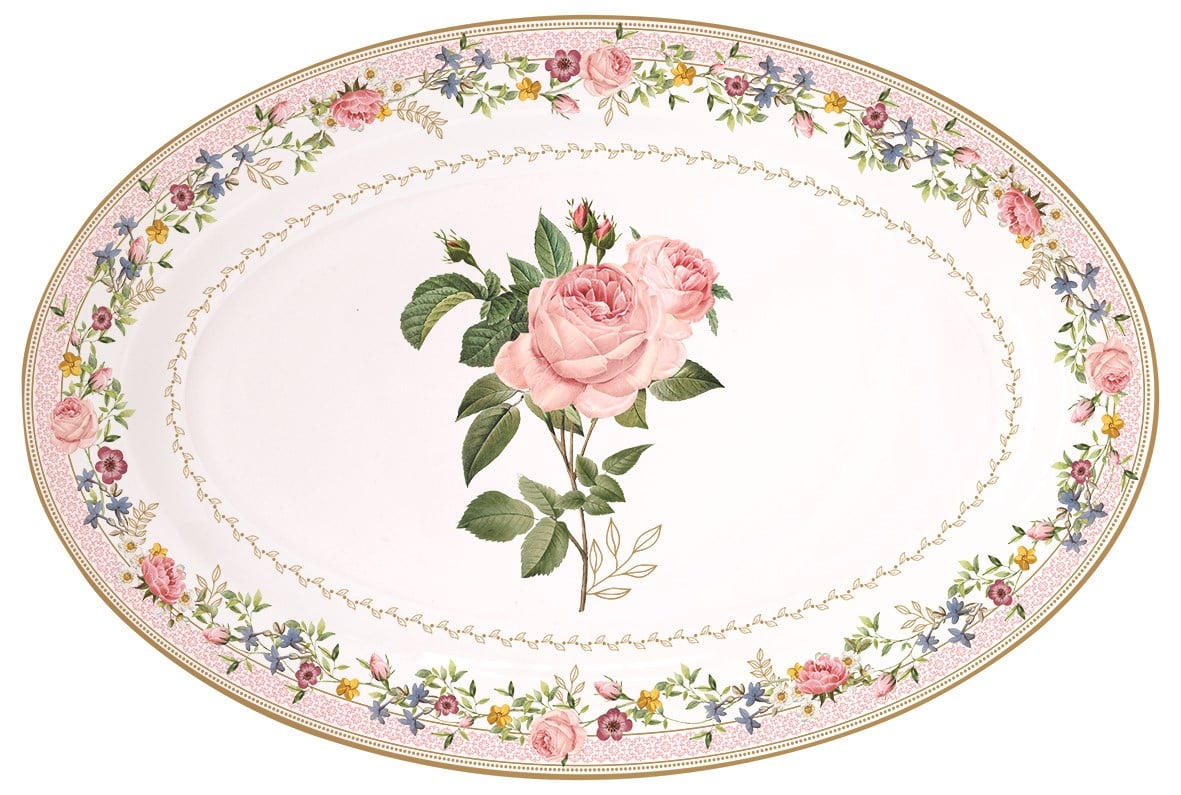 EASY LIFE Chant Des Roses Porselen Oval Sunumluk 35 x 23,5 cm