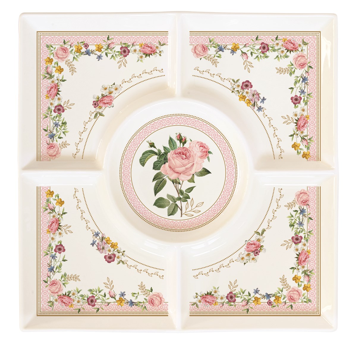 EASY LIFE Chant Des Roses Porselen Sunumluk 25 x 25 cm
