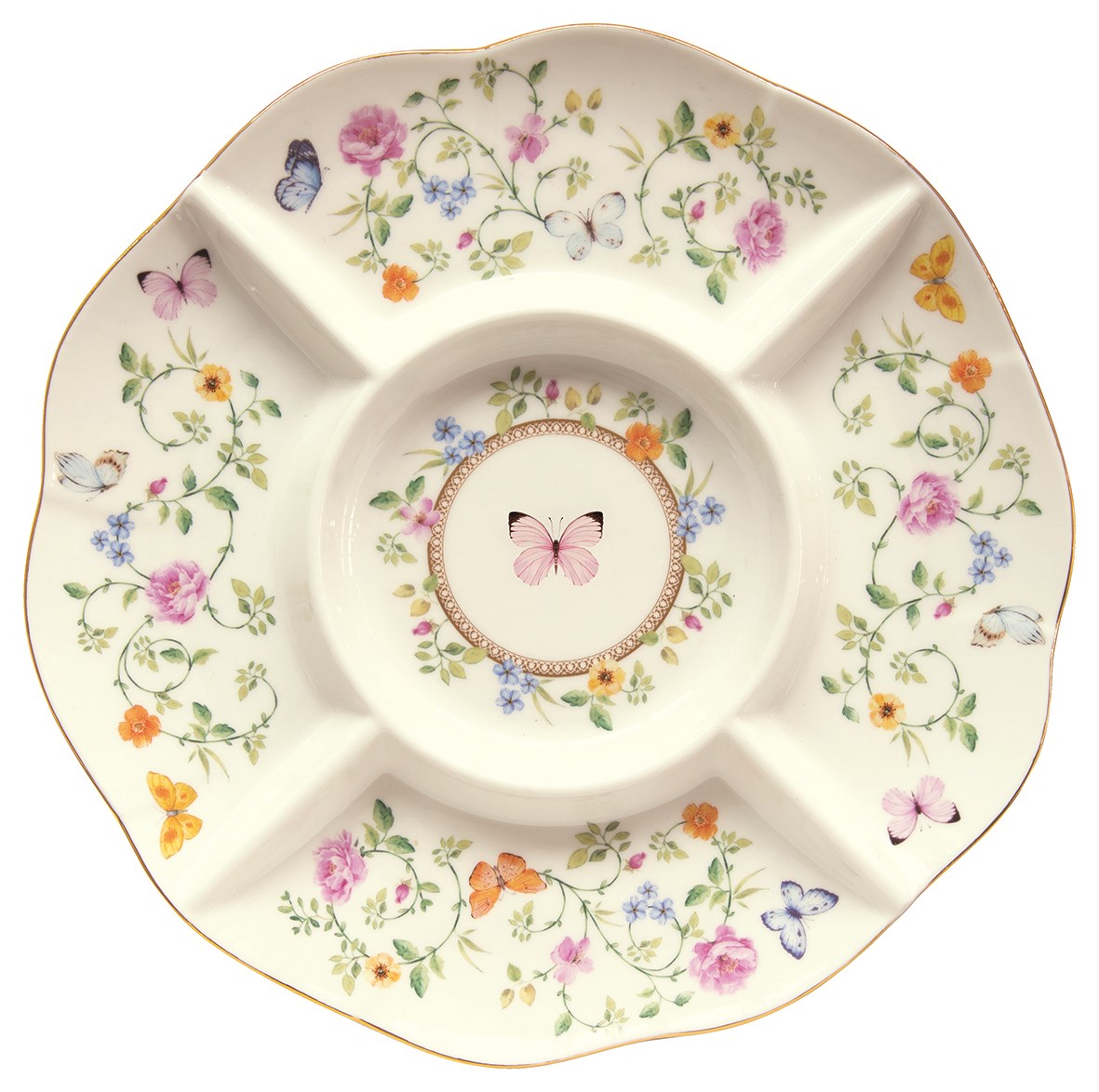 EASY LIFE Dancing Butterflies Porselen Sunumluk 25,5 cm