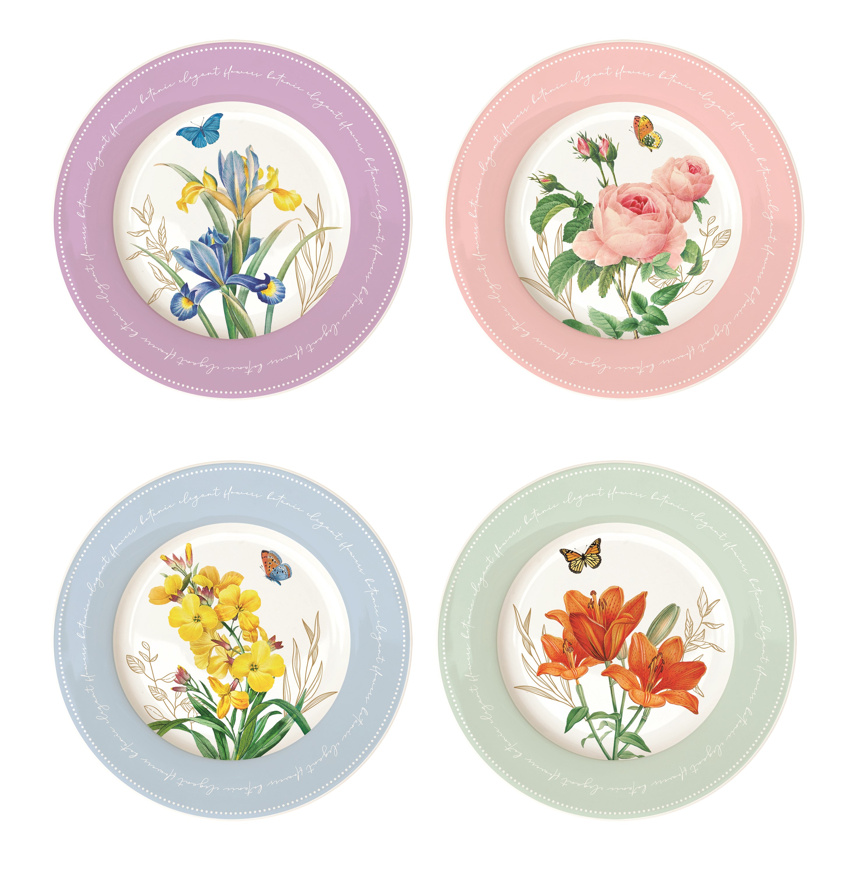 EASY LIFE Royal Blossom 4'lü Porselen Pasta Tabağı 19 cm