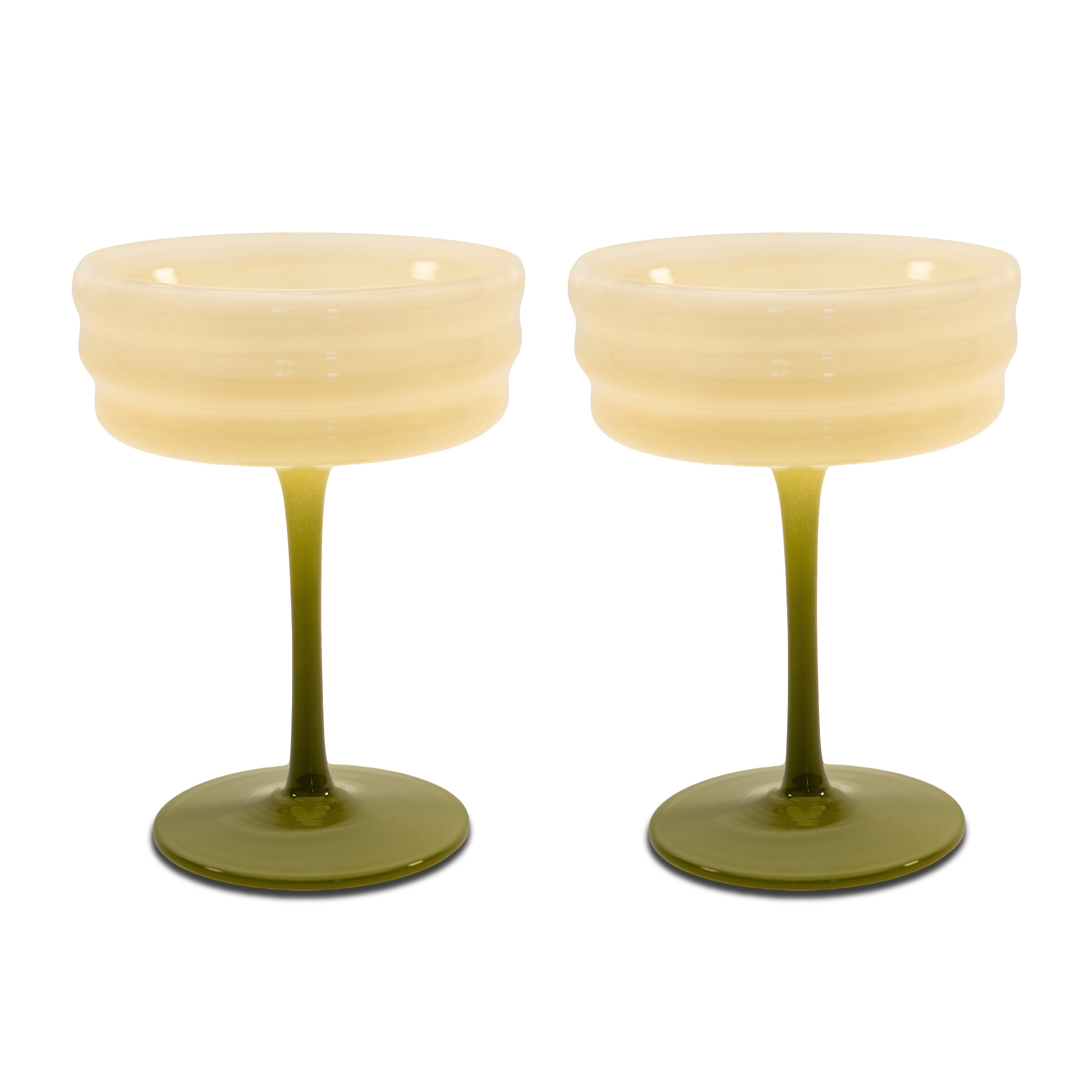 WD LIFESTYLE Monterey 2'li Cam Kokteyl Kadeh Seti Bej-Yeşil 280 ml