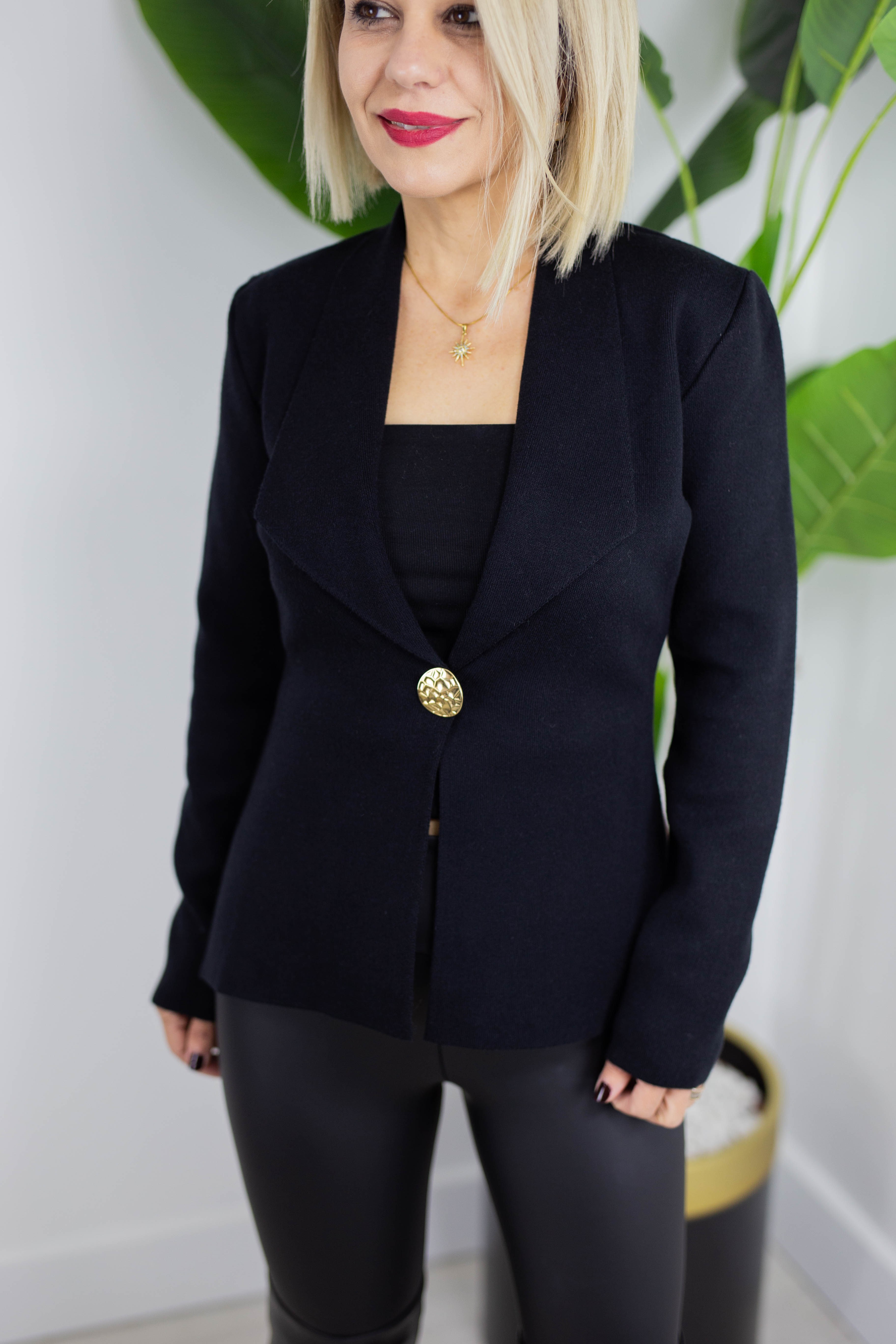 0053 ZR TEK GOLD DÜĞME, ÇELİK ÖRGÜ TRİKO CEKET