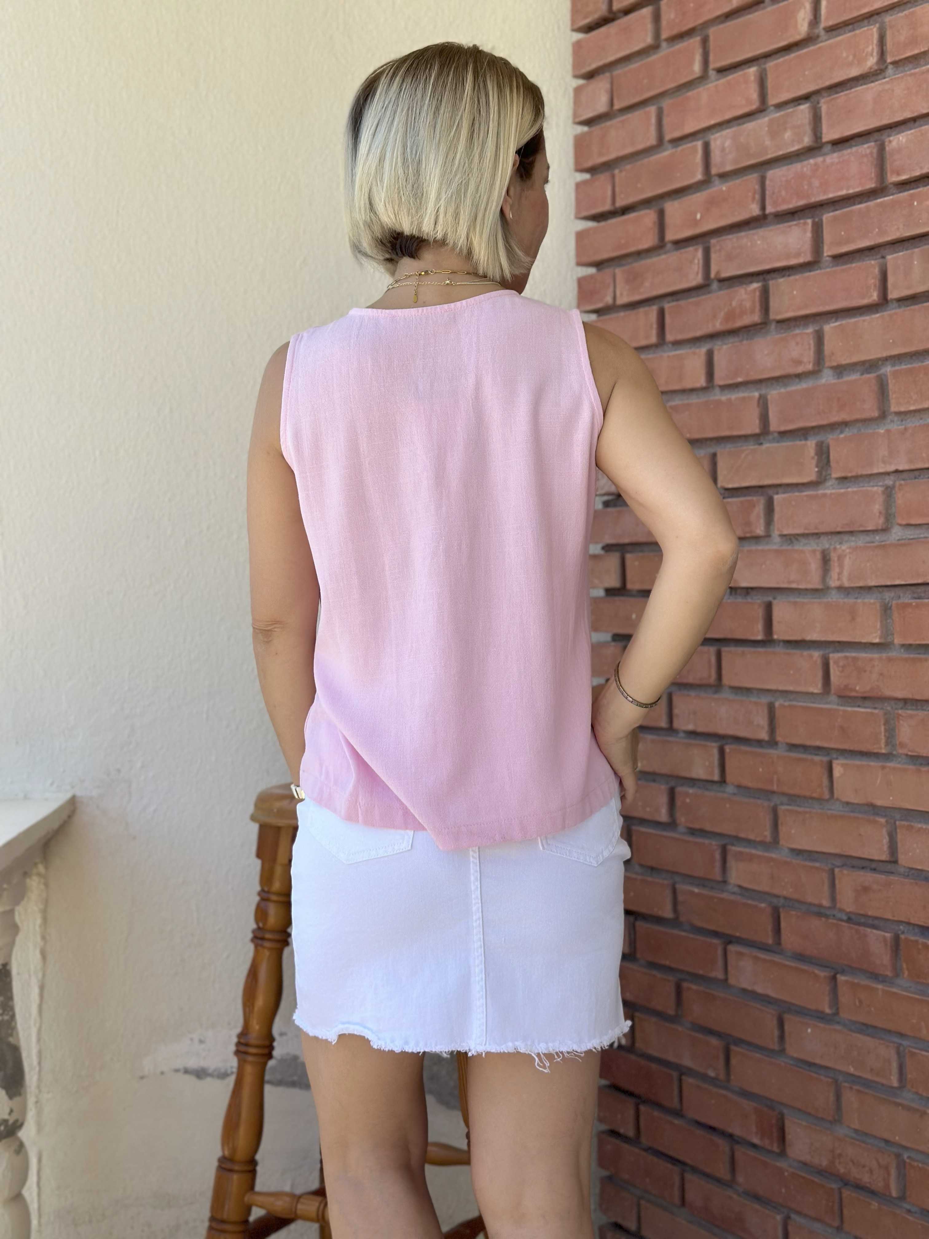 0068 V YAKA, ÖN PİLELİ BLUZ