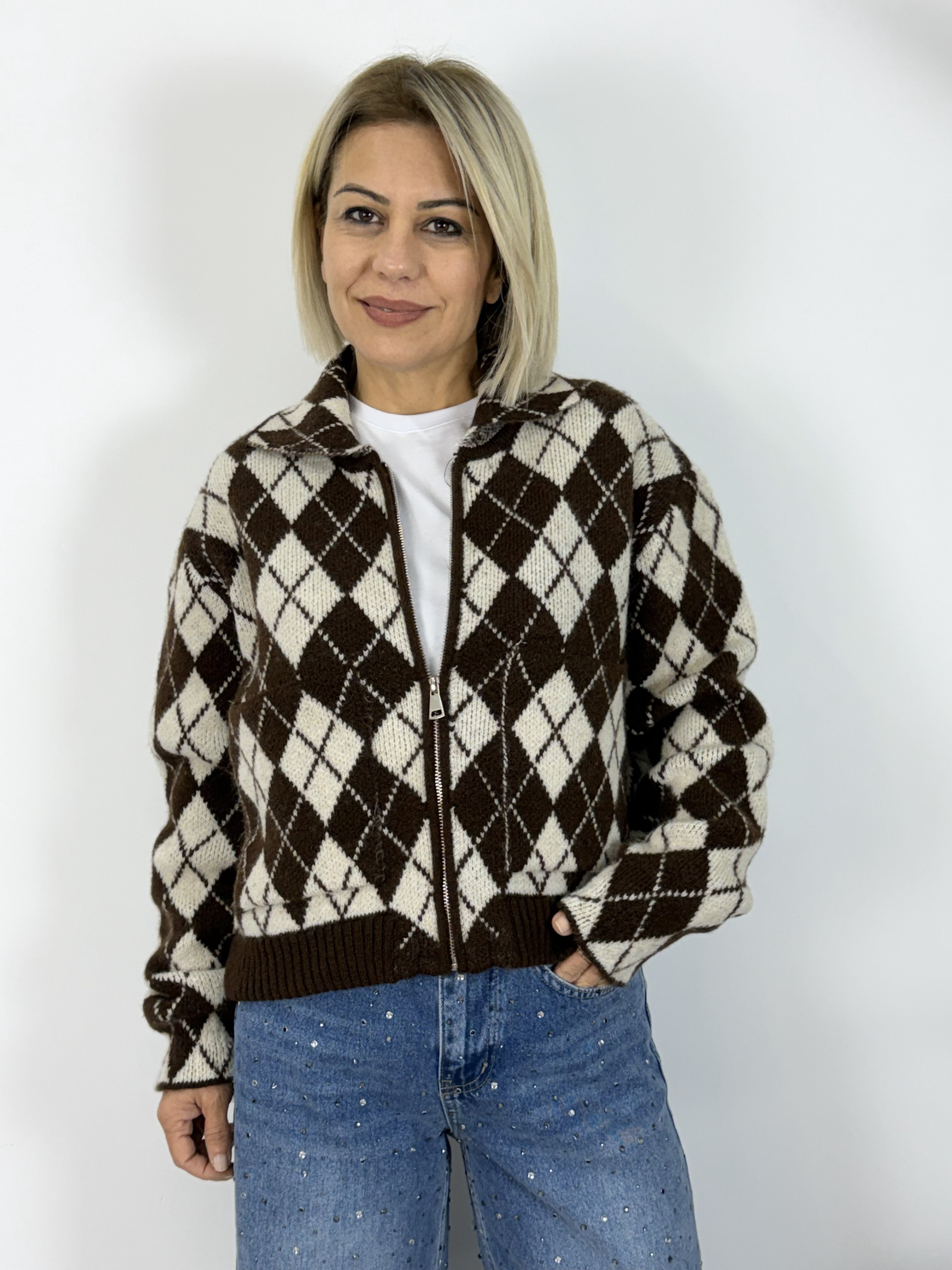 1003 POLO YAKA, BAKLAVA DESEN, FERMUARLI HITKA