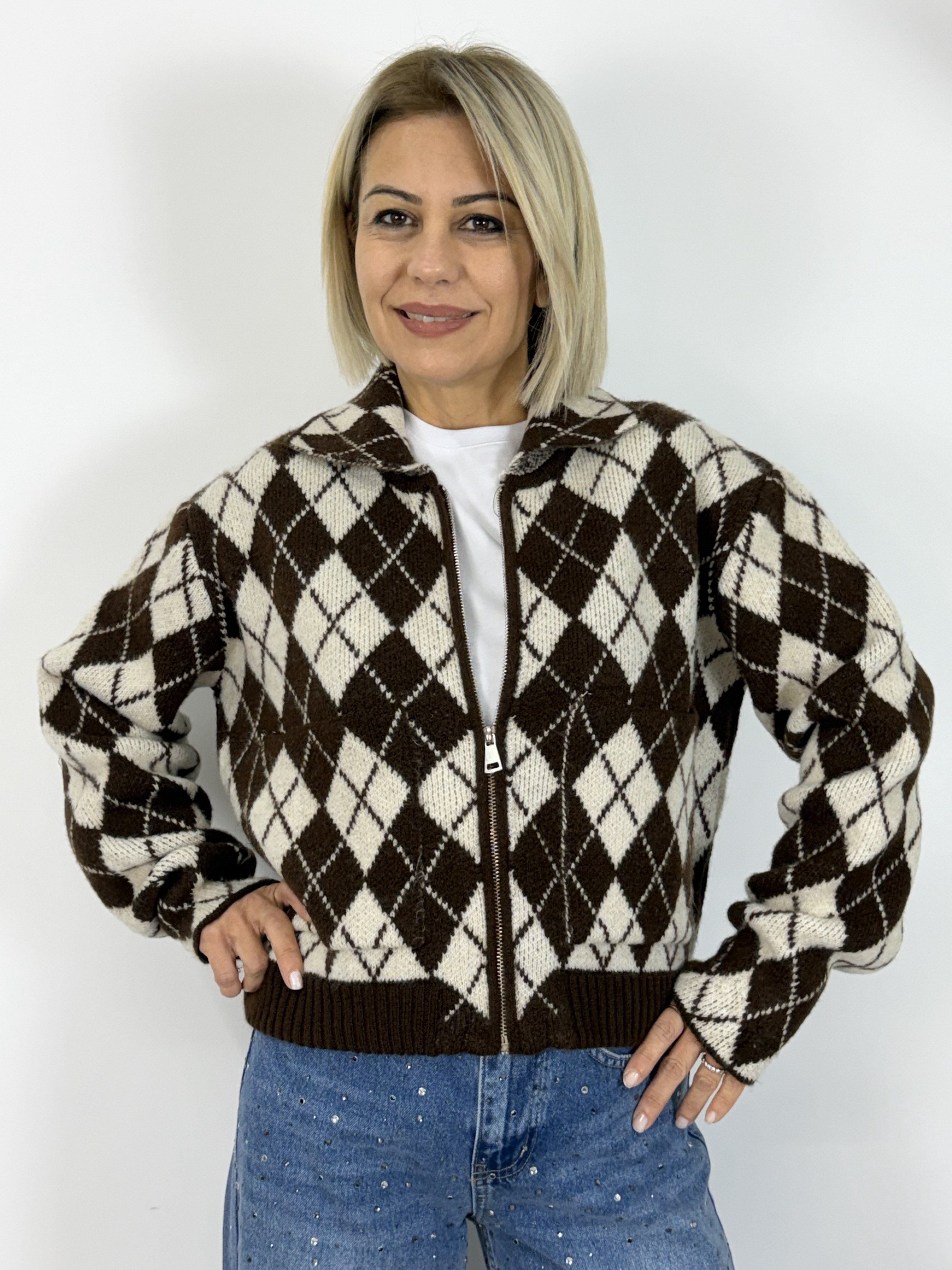 1003 POLO YAKA, BAKLAVA DESEN, FERMUARLI HITKA