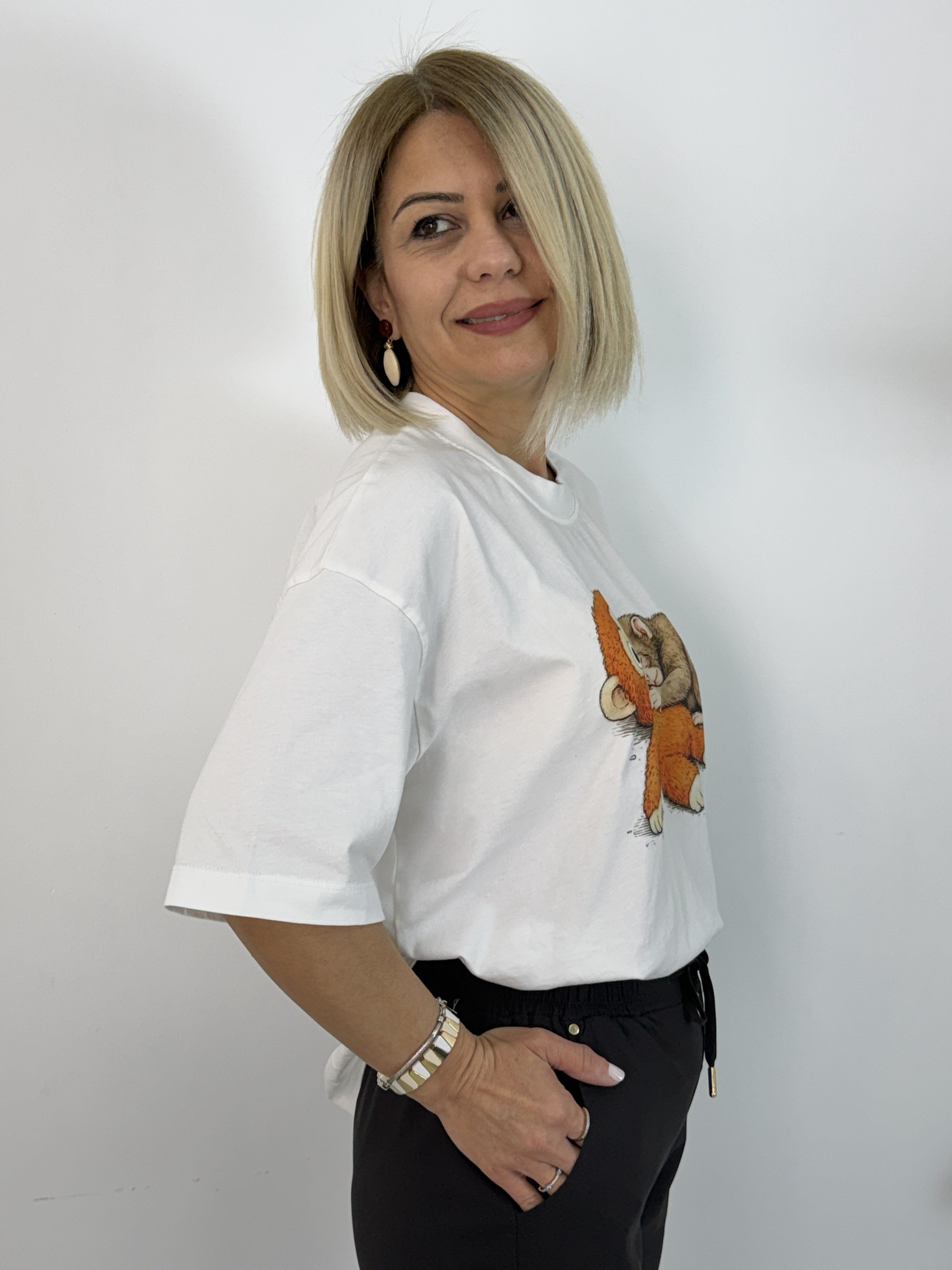 1036 Maymun Punch Baskılı Tshirt