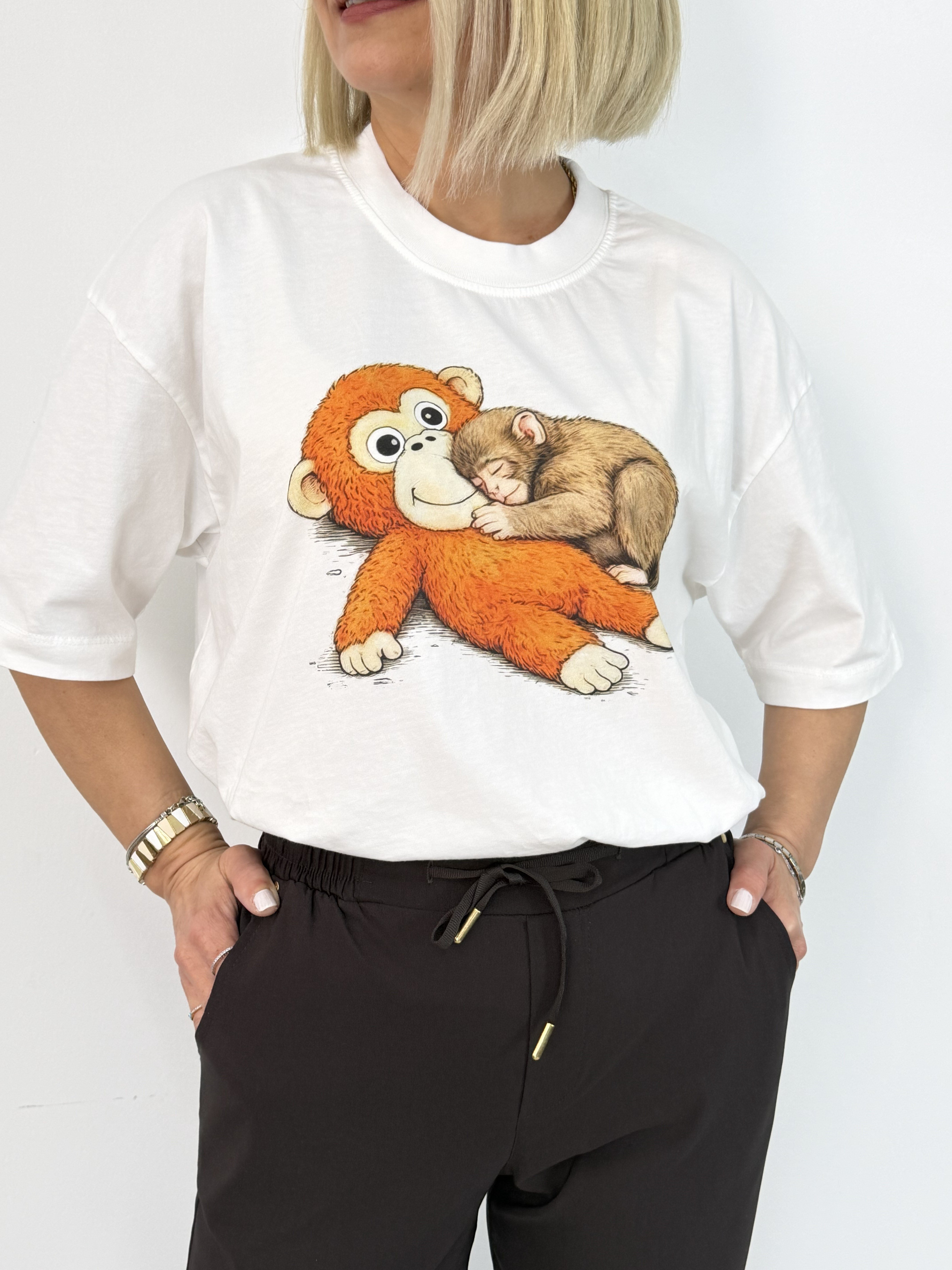 1036 Maymun Punch Baskılı Tshirt