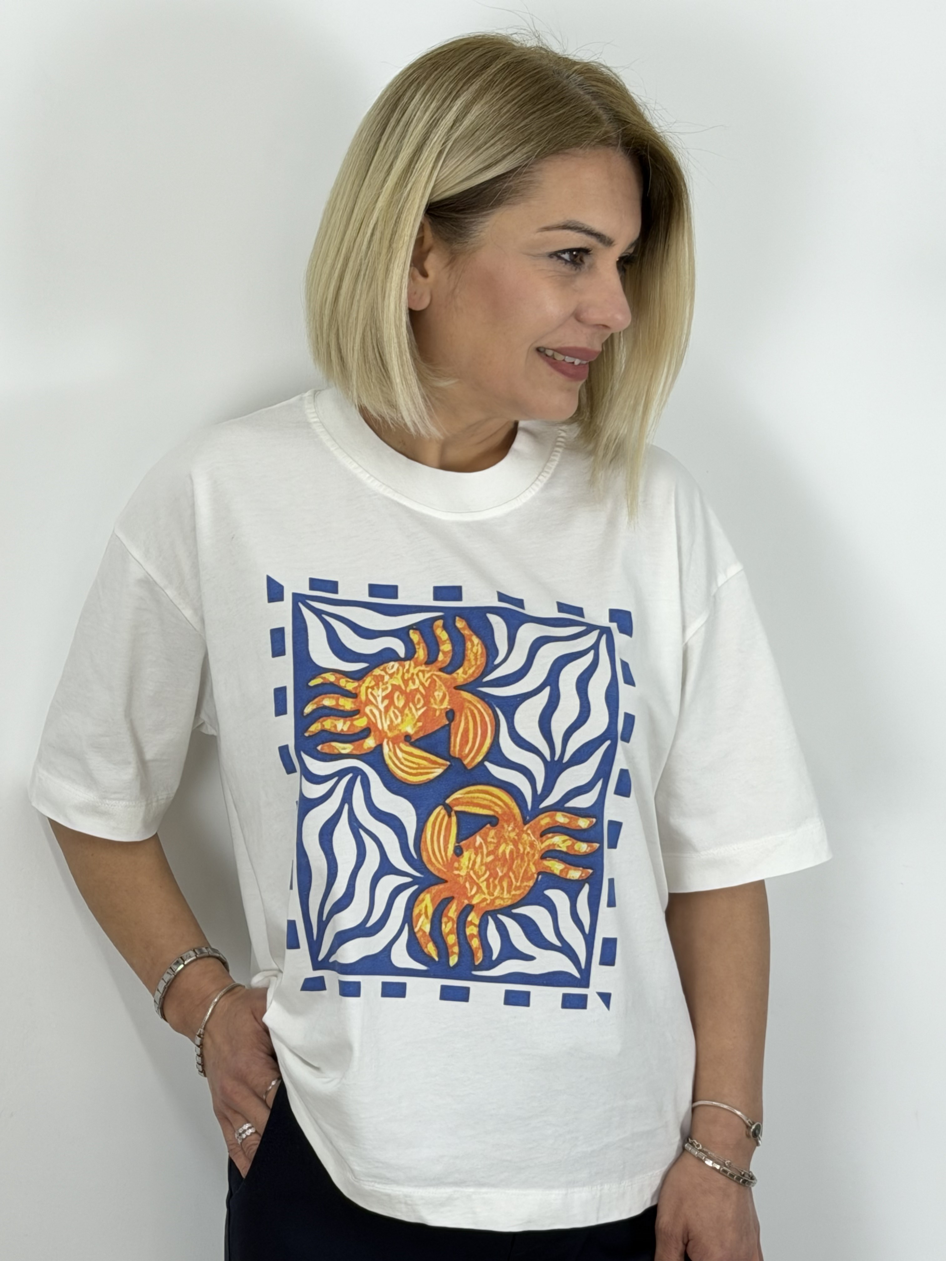 1044 Yengeç Baskılı Tshirt