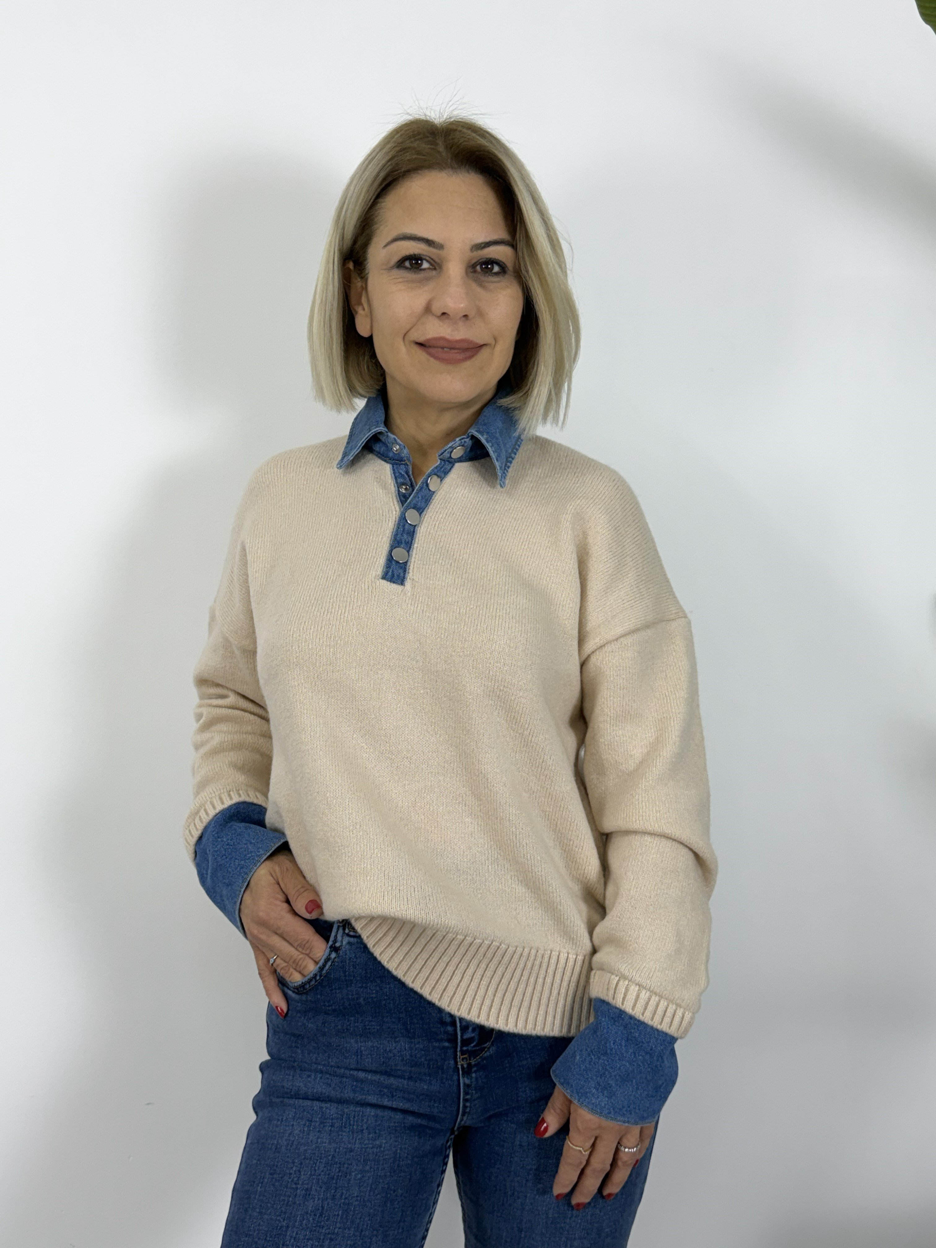 1099 YAKA VE KOL JEAN GARNİ TRİKO