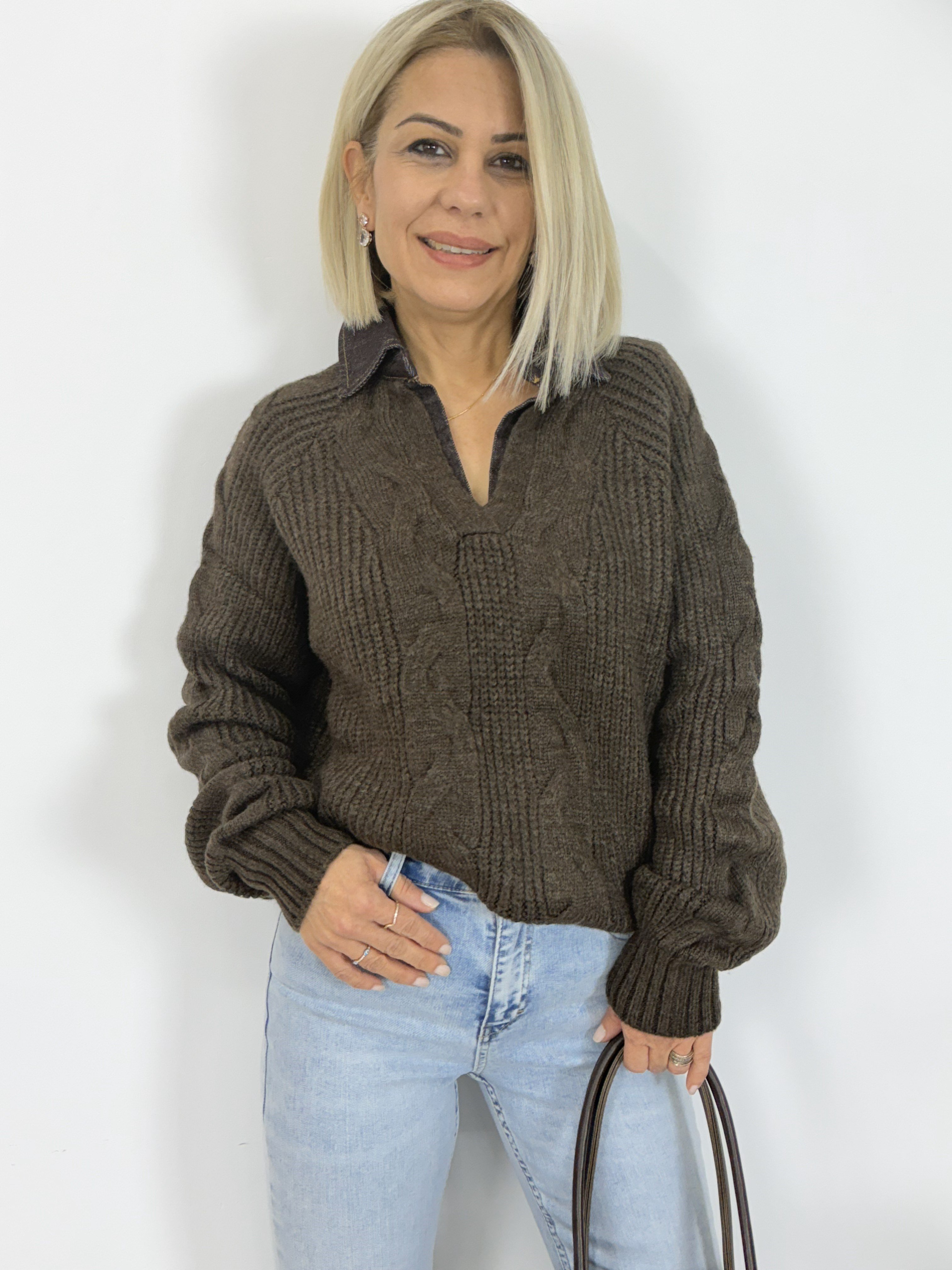 1173 YAKA JEAN GARNİ, ŞAÇ ÖRGÜ TRİKO