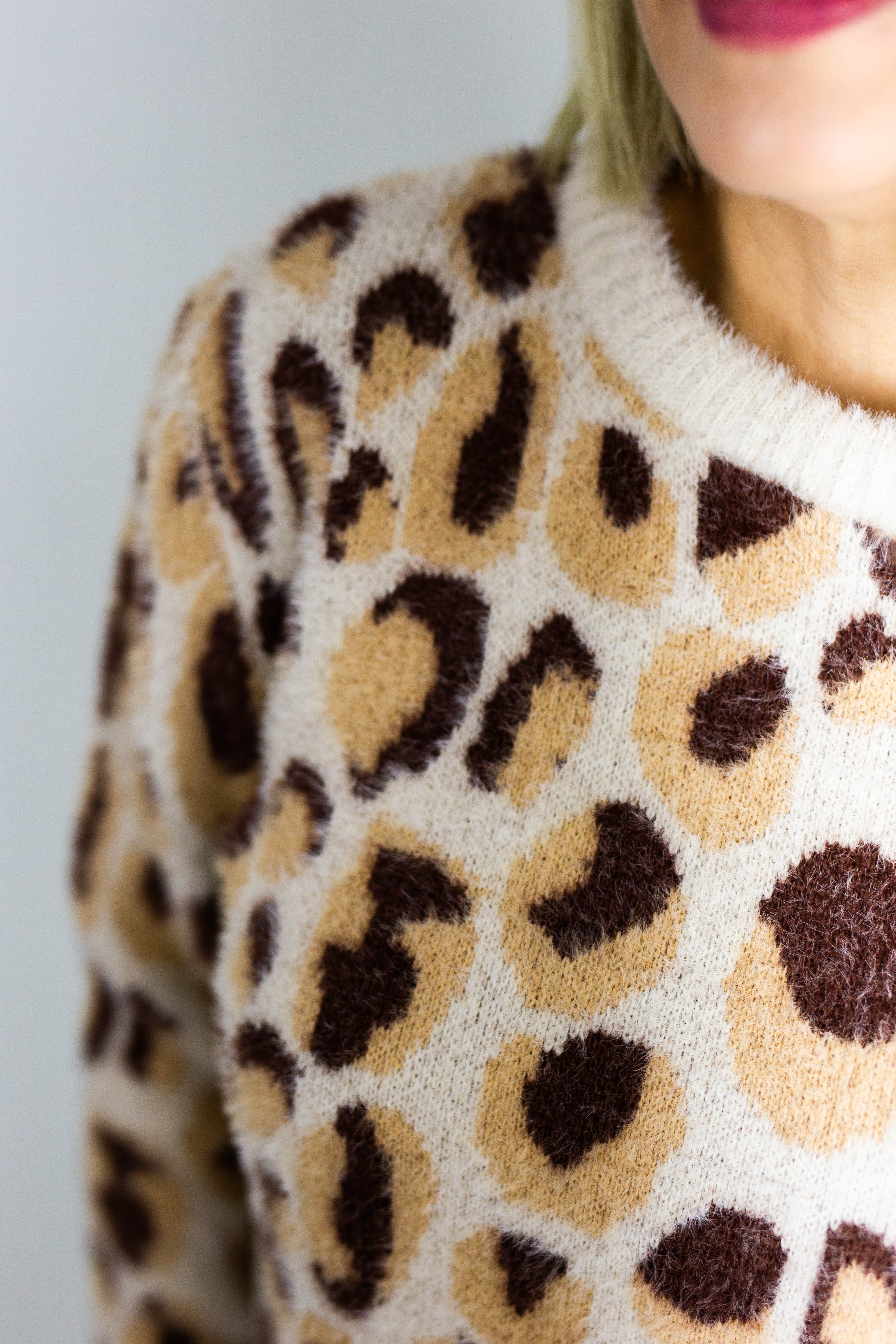 458 LEOPAR DESEN, ANGORA TRİKO KAZAK