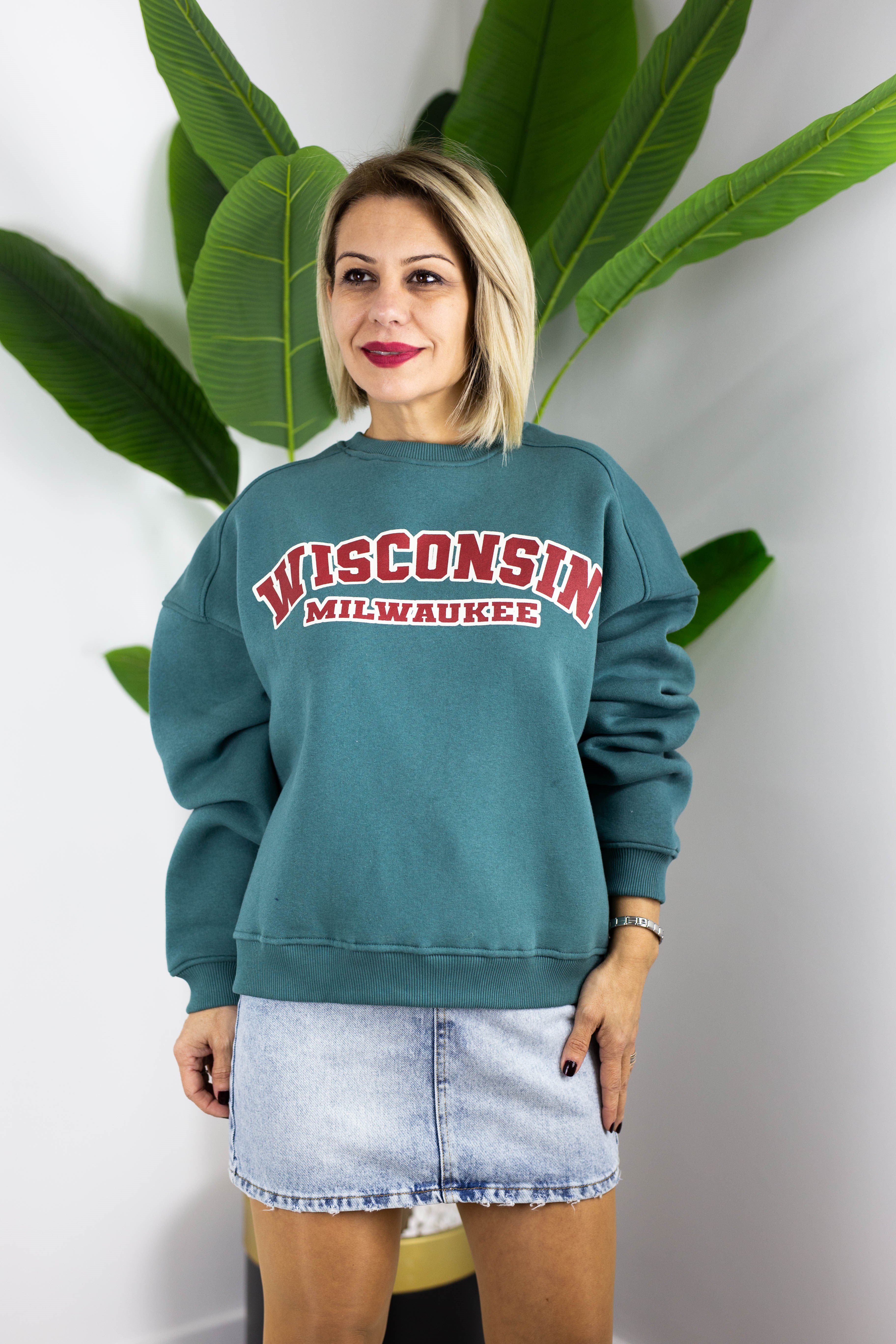 472 GM WİSCONSİN BASKILI, ŞARDONLU SWEAT