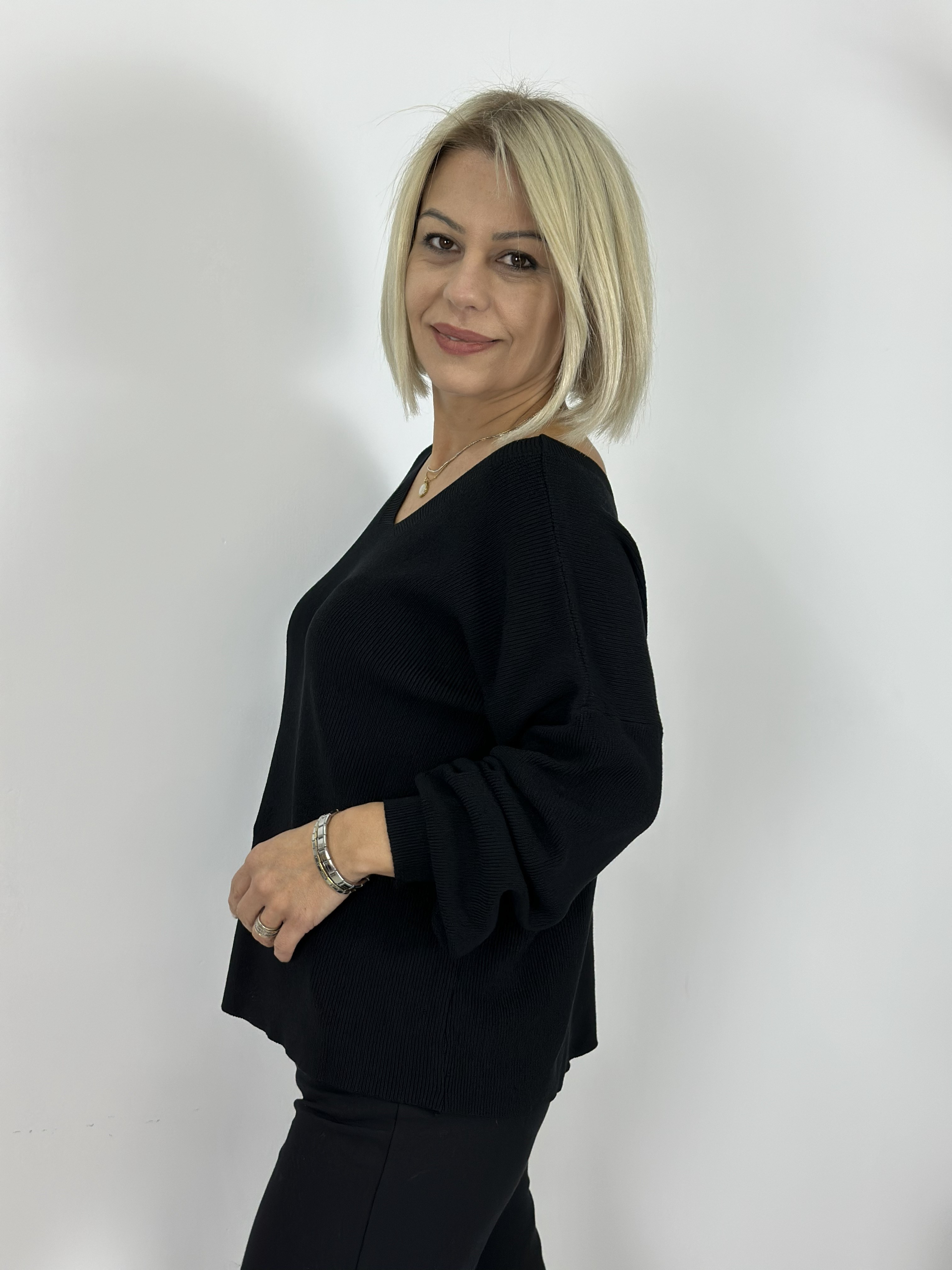 520 Ön Arka V Yaka Merserize Triko